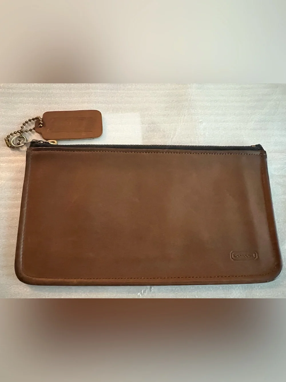 Coach vintage Tabac leather Skinny Make-Up cosmetic bag purse pouch